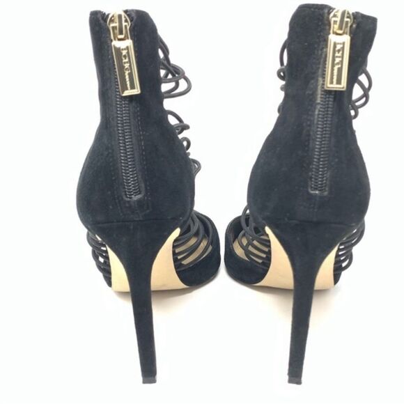 BCBGeneration Caliko Suede Back Zipper Strappy Cage Shoes - Picture 3 of 15